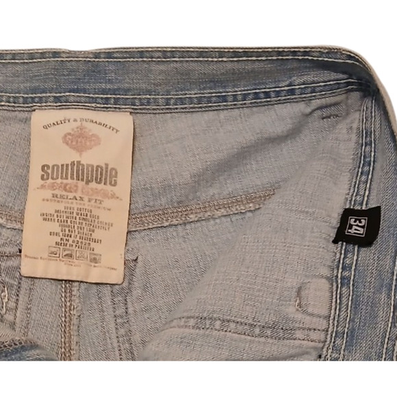 Vintage 90s Southpole Premium Baggy Jean Shorts Mens 34 Relaxed Fit Light Wash - Picture 4 of 12